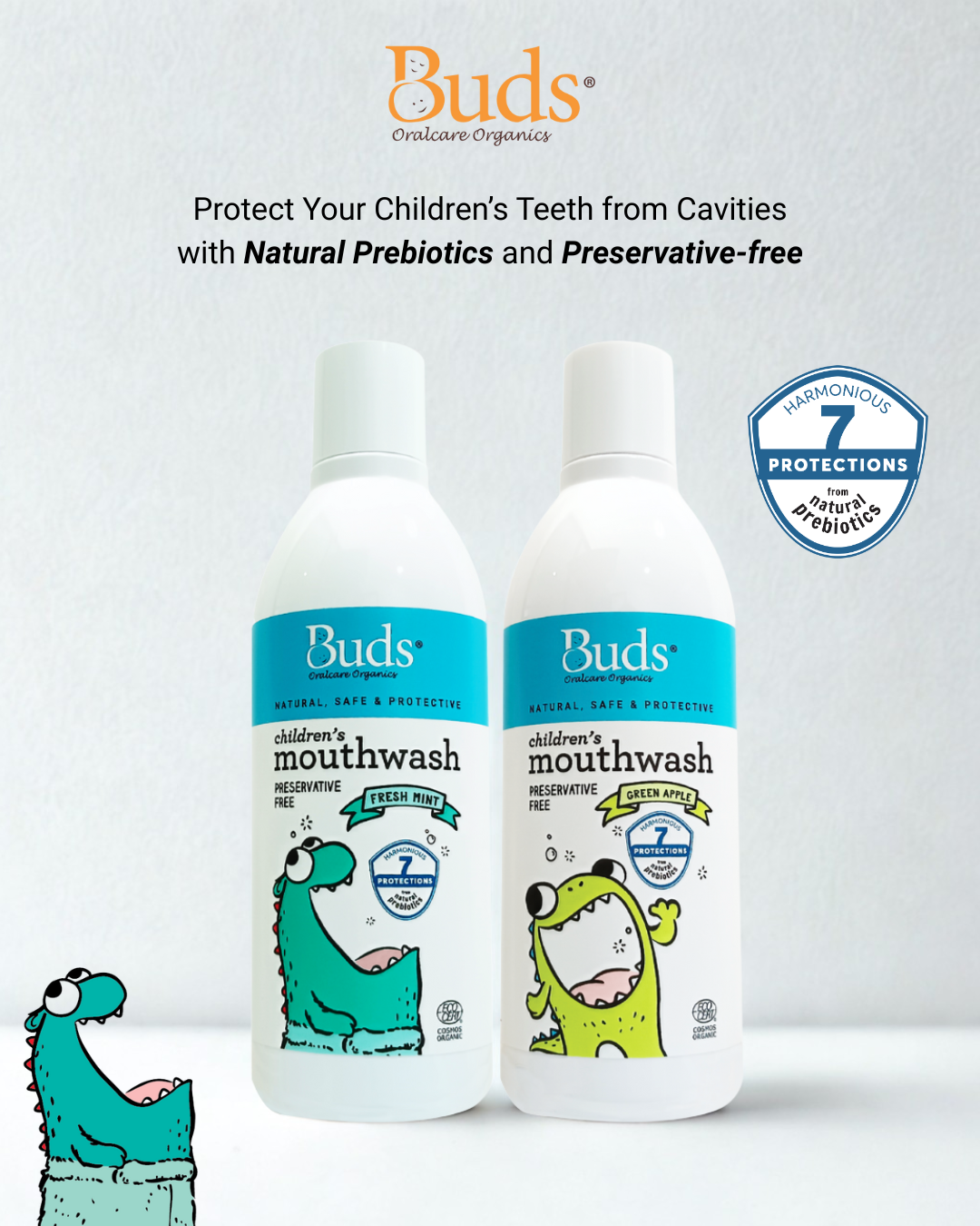 BUDS Children’s Mouthwash (Green Apple/Fresh Mint) 有機益生元七重防護兒童漱口水 (青蘋果/清新薄荷) 300ml