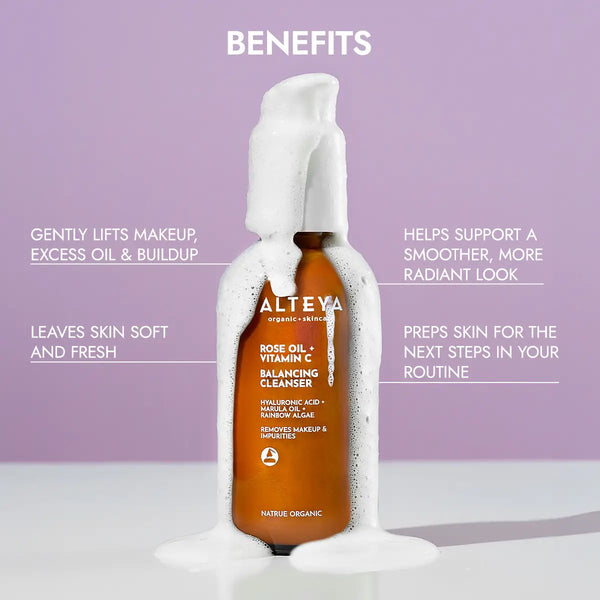 ALTEYA Organic Rose Oil + Vitamin C Balancing Cleanser 有機玫瑰彩虹藻水潤潔面乳 [120ml]
