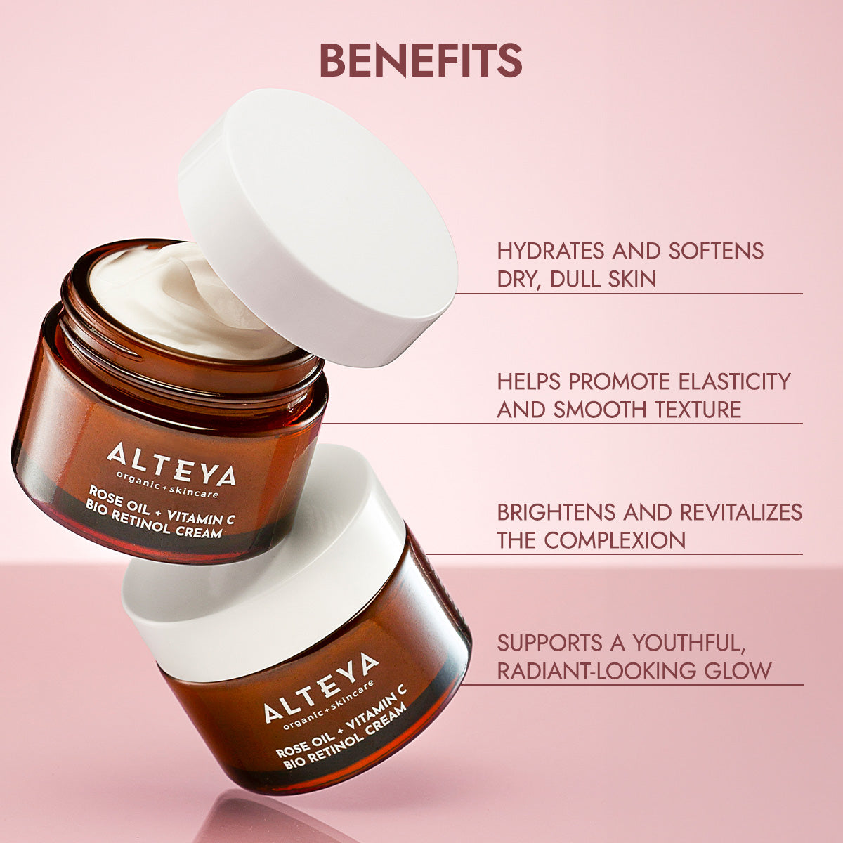 ALTEYA Organic Rose Oil + Vitamin C Bio Retinol Cream 有機玫瑰彩虹藻抗老去黃面霜 [50ml]