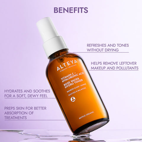ALTEYA Organic Vitamin C + Hyaluronic Acid Rose Water Hydro Toner 有機玫瑰彩虹藻保濕爽膚水[120ml]