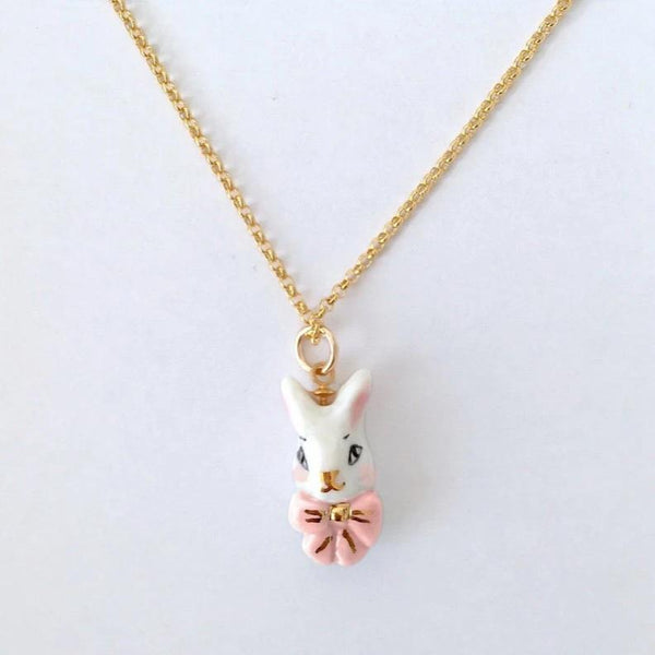 NATACHA PLANO Alice in Pink: Porcelain Bunny Necklace