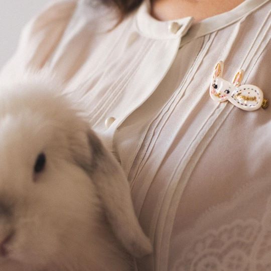 NATACHA PLANO Porcelain Bunny Brooch