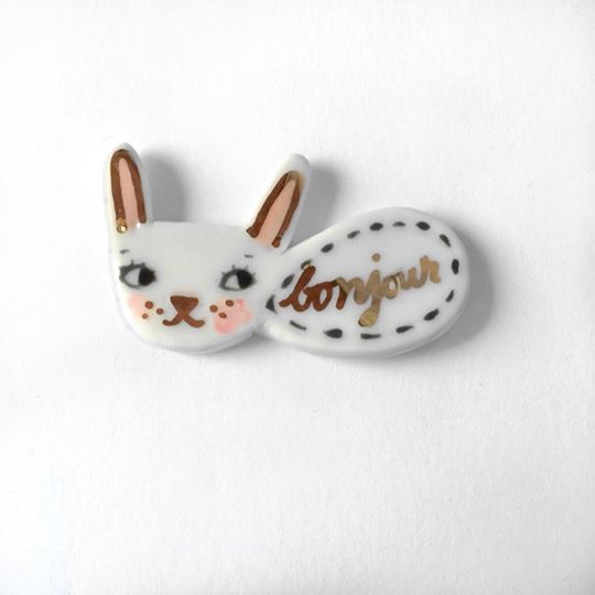 NATACHA PLANO Porcelain Bunny Brooch