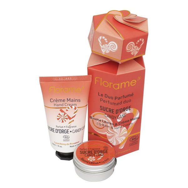 FLORAME Candy Cane Hand & Lip Duo Set 【限量版】法式糖果潤手霜及潤唇蜜套裝 - MINT Organics