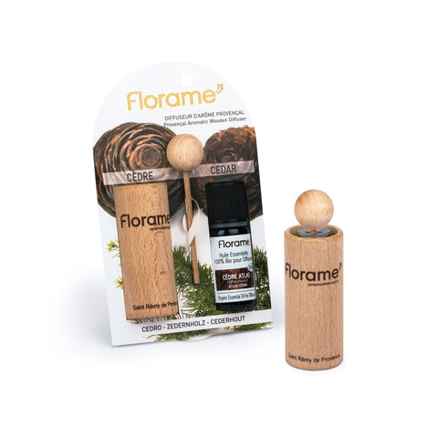 FLORAME Provencal Wooden Diffuser 普羅旺斯香薰精油小木瓶 - Organic Atlas Cedar 小亞細亞雪松 - MINT Organics