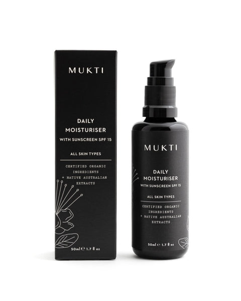 MUKTI Daily Moisturiser With Sunscreen SPF 15 [50ml] - MINT Organics