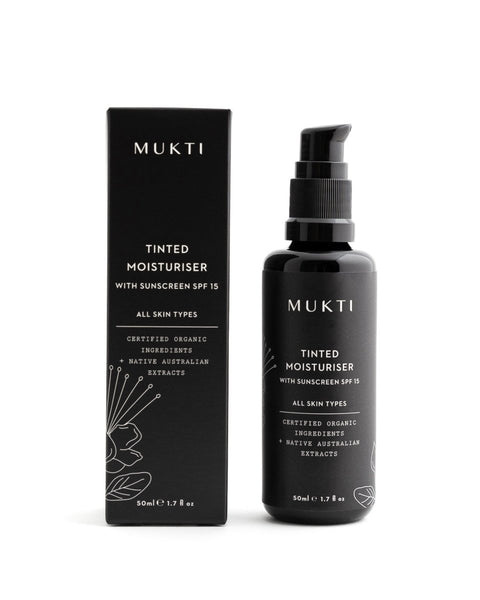 MUKTI Tinted Moisturiser With Sunscreen SPF 15 [50ml] - MINT Organics