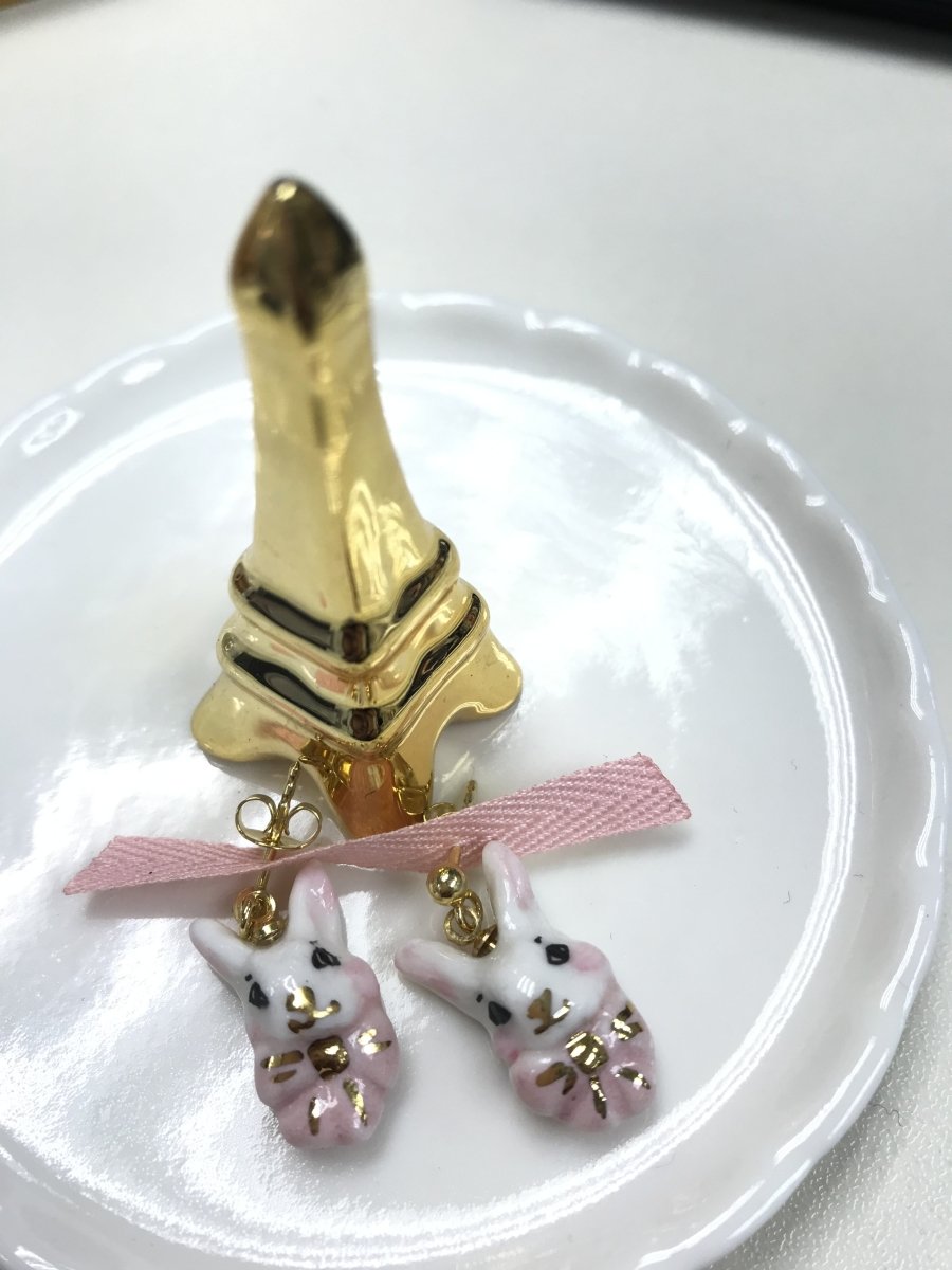 NATACHA PLANO Alice in Pink: Porcelain Bunny Earrings - MINT Organics