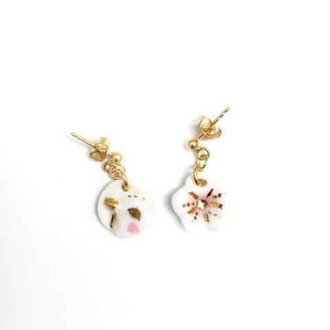 NATACHA PLANO Sakura & Bird: Pink / White Earrings - MINT Organics