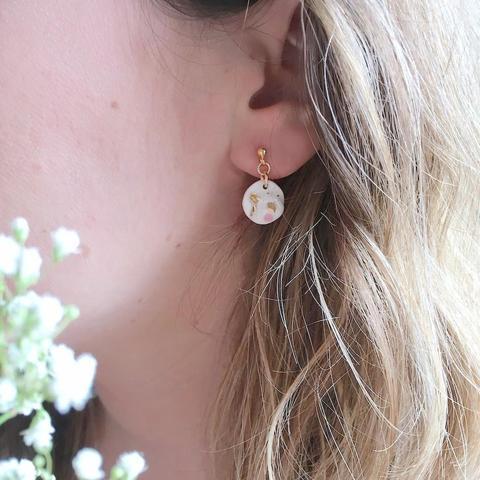 NATACHA PLANO Sakura & Bird: Pink / White Earrings - MINT Organics